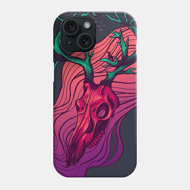 A Deer Skull Illustration Phone Case by baswanre