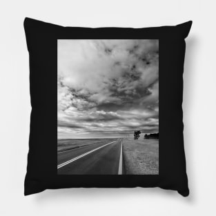 Isolation - Highway On The Prairie black and white photograph Pillow