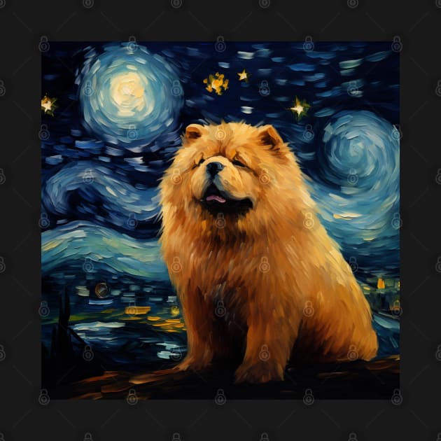 Chow Chow Painted in Starry Night style by NatashaCuteShop