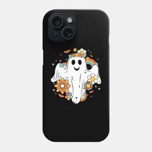 Funny Ghost Hippie Flowers Spooky Halloween Gift Phone Case