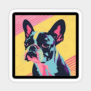 70s Boston Terrier Vibes: Pastel Pup Parade Magnet