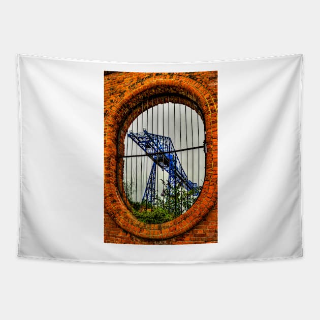 Tees Transporter Bridge Viewed Through Wall Space Tapestry by axp7884