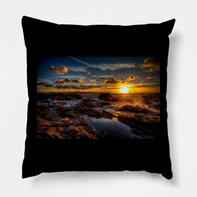 Cornish Sunset On Hayle Beach Pillow by tommysphotos