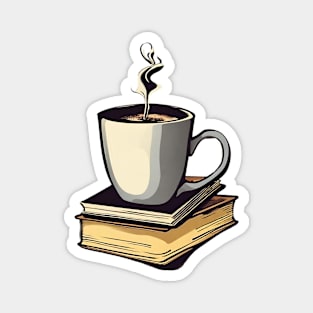 Coffee Cup and Books Magnet