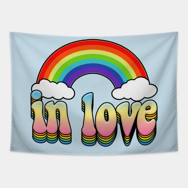 'In Love' Rainbow Graphic Design Logo T-Shirt Tapestry by DankFutura