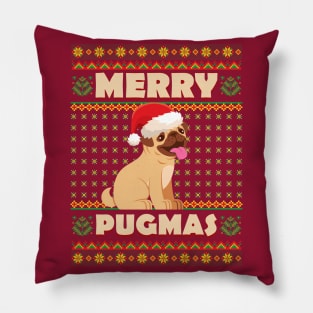 Christmas Pug Merry Xmas Dog Life Pillow