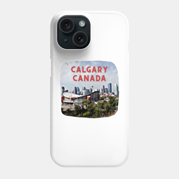 Calgary Canada Skyline Painting Phone Case by YegMark