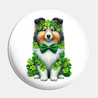 Clover Shetland Sheepdog St Patricks Day Pin