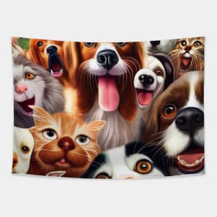 Dog Cat Pet Wild Nature Funny Happy Humor Photo Selfie Tapestry