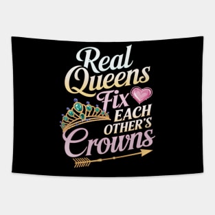 Friendship Day Queens Fix Other's Crowns BFF Tapestry