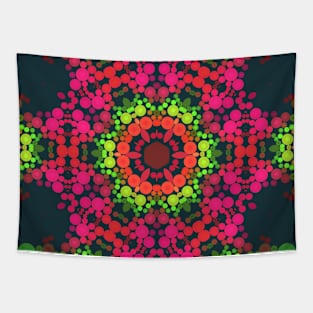 Dot Mandala Flower Pink Green and Red Tapestry