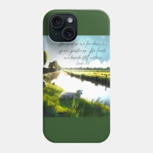 Christian Art Painting Psalm 23:2 Phone Case