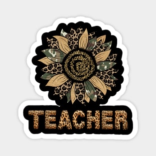 Cute Sunflower Leopard Teacher Tee Back To School Magnet