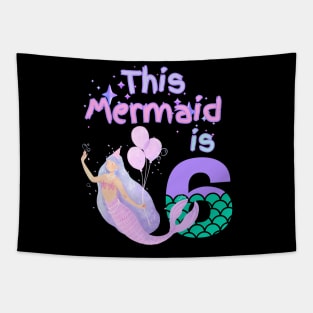 This Mermaid is 6 years old. Happy 6th birthday to the little Mermaid Tapestry