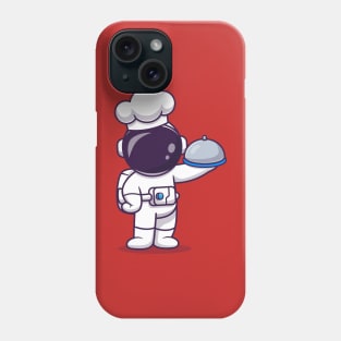 Cute Astronaut Chef Holding Cloche Food Plate Cartoon Phone Case