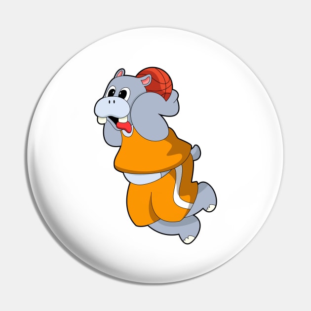 Hippo at Basketball Sports Pin by Markus Schnabel