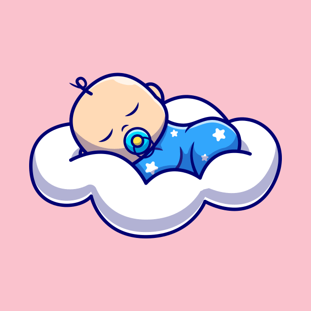 Cute Baby Sleeping On Cloud Pillow Cartoon by Catalyst Labs