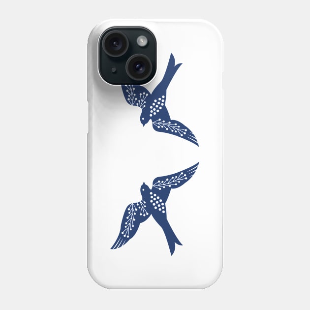 Folk Birds navy Phone Case by Maggiemagoo Designs