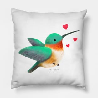 Ruby Throated Hummingbird in love Pillow
