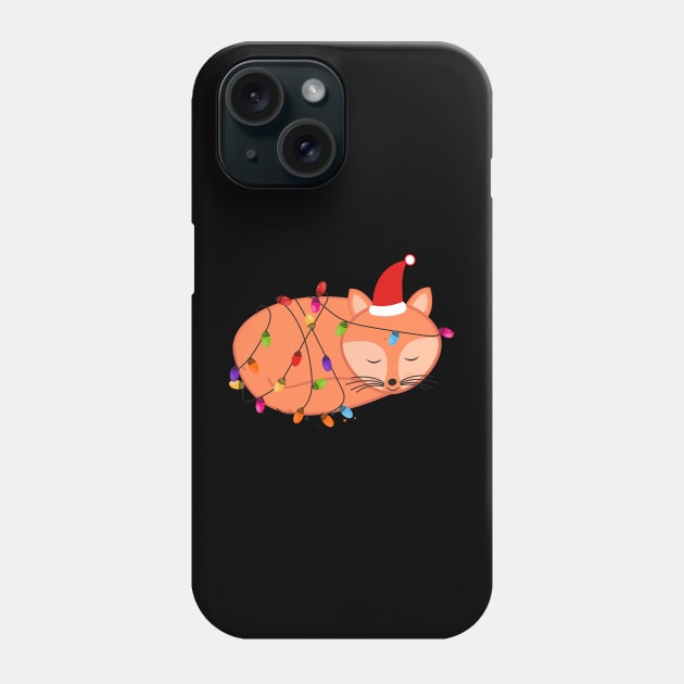 Cute sleeping fox with christmas light bulbs Phone Case by GULSENGUNEL