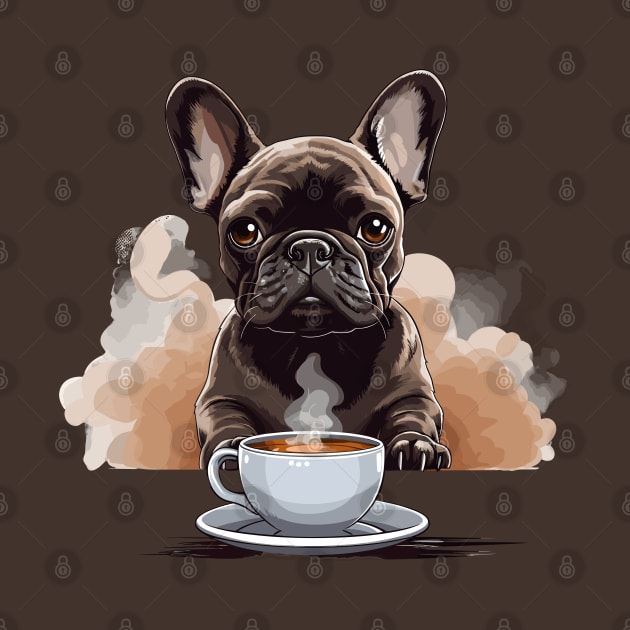 French Bulldog Drinking Coffee by Graceful Designs