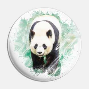 Panda Bear Animal Forest Wildlife China Bamboo Nature Asia Digital Painting Pin