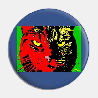 ANGRY CAT POP ART - RED YELLOW BLACK GREEN Pin