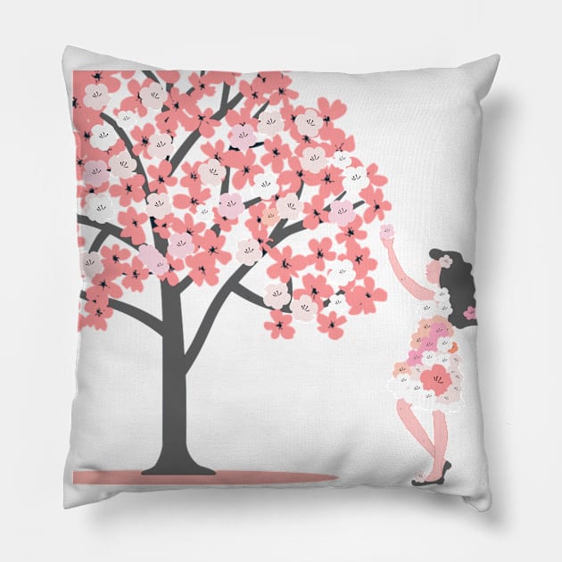 cherry blossom tree Pillow by zzzozzo