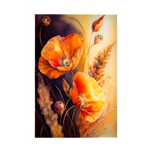 Beautiful poppies watercolor T-Shirt