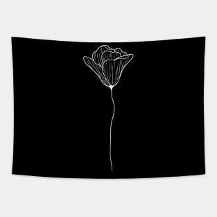 Flower Line Art Poppy Flower Line Work Plain Tapestry