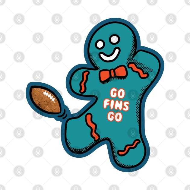 Miami Dolphins Gingerbread Man by Rad Love