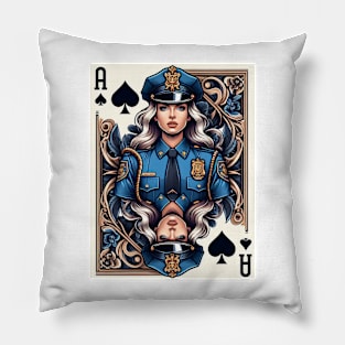 Policeman Playing Card Ace of Spades Pillow