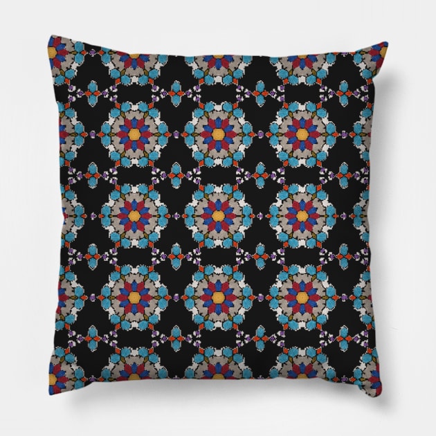 Floral Kaleidoscope Pattern Pillow by Amanda1775