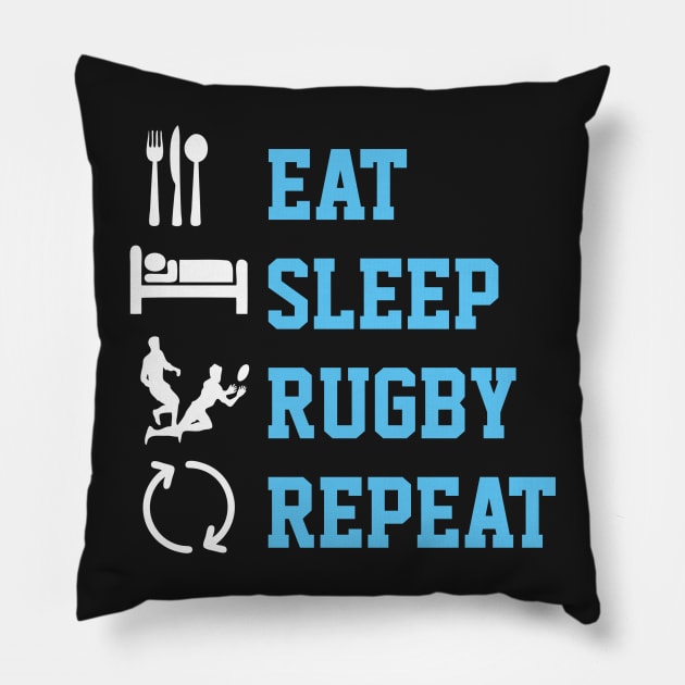 Eat sleep rugby repeat shirts from Ricaso Pillow by Ricaso