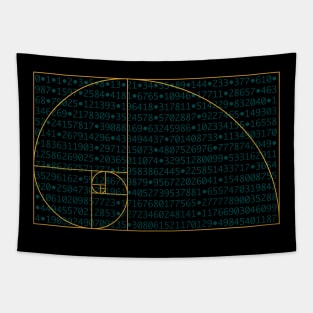 Fibonacci Sequence Numbers Behind Golden Ratio Spiral Tapestry