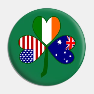 Australian Irish American Shamrock Pin