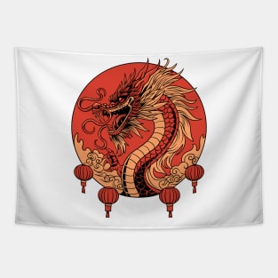 Red Chinese Dragon Tapestry