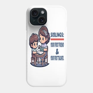 Learning Together: Sibling Study Time Phone Case