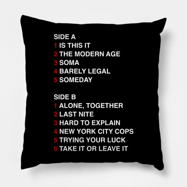 The Strokes - Is This It Tracklist Pillow by 2Divided