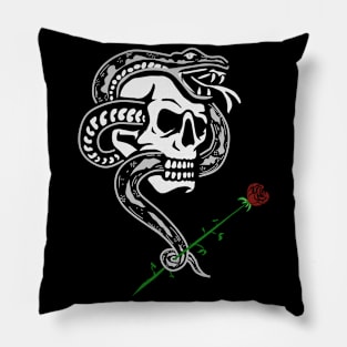 Skull snack viper flower Pillow