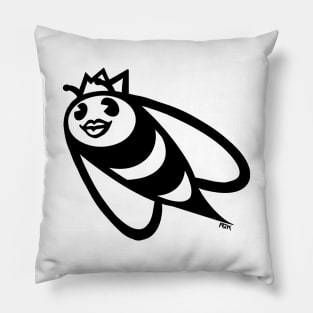 Queen Bee Graphic Design Black Outline Pillow