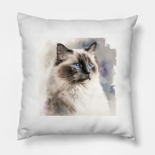 Rag Doll Cat Watercolour Painting Pillow