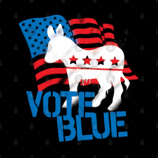 USA American Flag Vote Blue Democrat Donkey Graffiti Stencil by andzoo