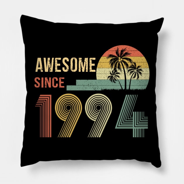 28 Years Old Awesome Since 1994 Gifts 28th Birthday Gift Pillow by peskybeater