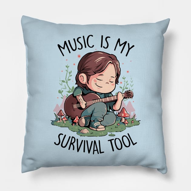 Music is My Survival Tool - Cute Game Geek Gift Pillow by eduely