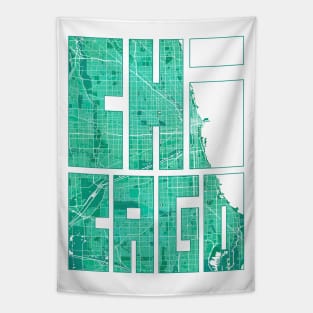 Chicago, USA City Map Typography - Watercolor Tapestry