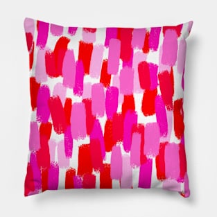 Pink and Red Paint Brush Stroke Effect Abstract Pillow