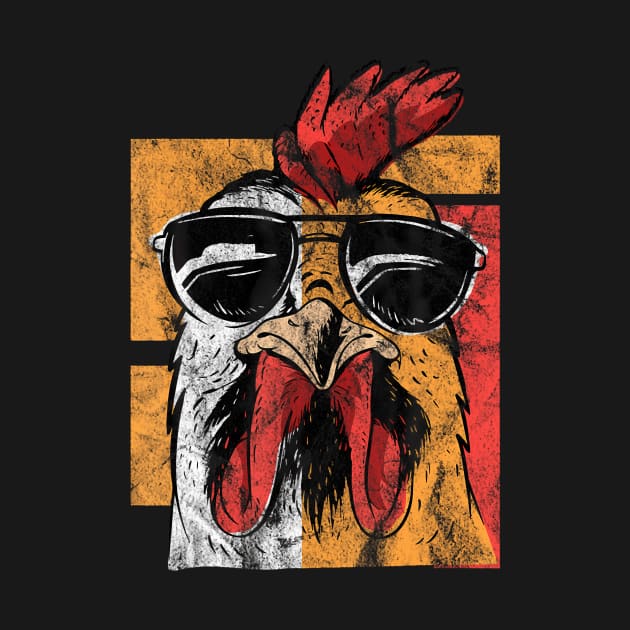 Cool Rooster Wearing Sunglasses Retro Vintage Chicken by deptrai0023