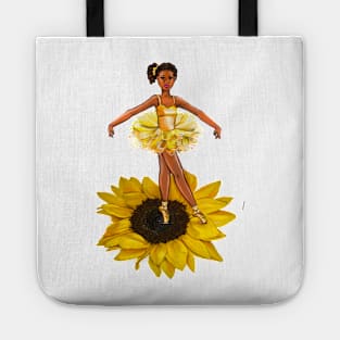 Ballet sunflower dance - black ballerina  in yellow tutu - brown skin ballerina on a flower Tote