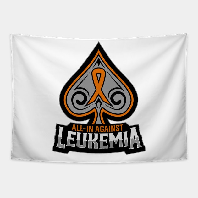 All In Against Leukamia - Orange Poker Charity Ribbon Tapestry by LuckyDuckPoker